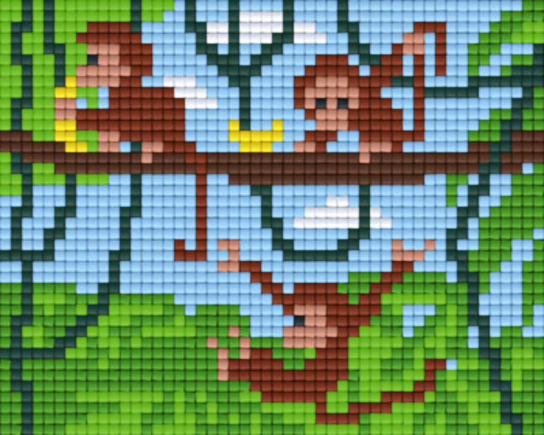 Swinging Monkeys One [1] Baseplate PixelHobby Mini-mosaic Art Kits image 0